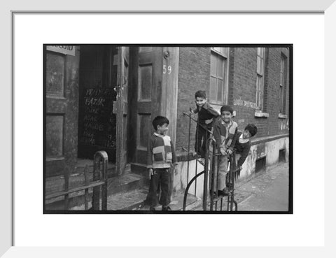 Children at the door of the Brick Lane Jamme Masjid Mosque 1976