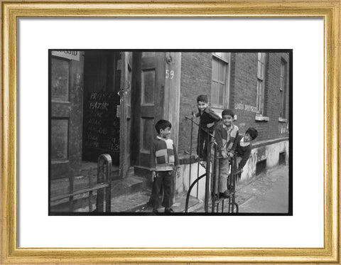 Children at the door of the Brick Lane Jamme Masjid Mosque 1976