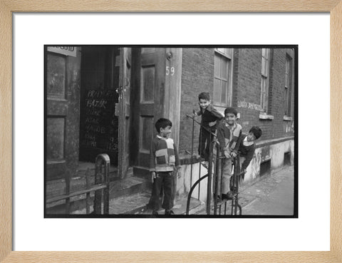 Children at the door of the Brick Lane Jamme Masjid Mosque 1976