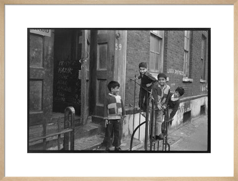 Children at the door of the Brick Lane Jamme Masjid Mosque 1976