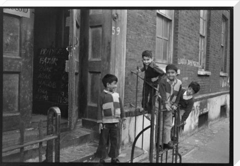 Children at the door of the Brick Lane Jamme Masjid Mosque 1976