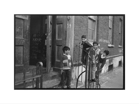 Children at the door of the Brick Lane Jamme Masjid Mosque 1976