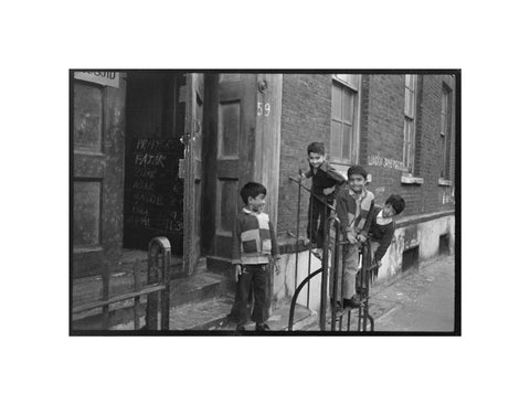 Children at the door of the Brick Lane Jamme Masjid Mosque 1976
