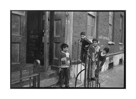 Children at the door of the Brick Lane Jamme Masjid Mosque 1976