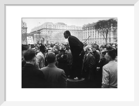 A man addressing a crowd at Speaker's Corner 1961