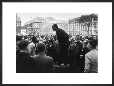 A man addressing a crowd at Speaker's Corner 1961