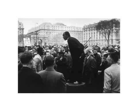 A man addressing a crowd at Speaker's Corner 1961