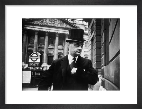 Gentleman in top hat and overcoat at Bank 1961