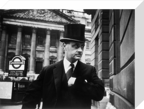 Gentleman in top hat and overcoat at Bank 1961