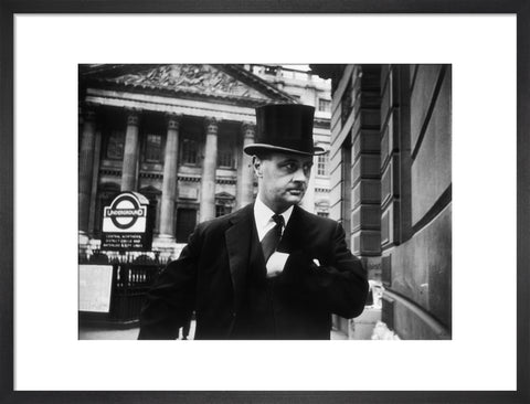 Gentleman in top hat and overcoat at Bank 1961
