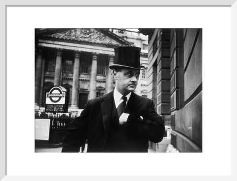 Gentleman in top hat and overcoat at Bank 1961