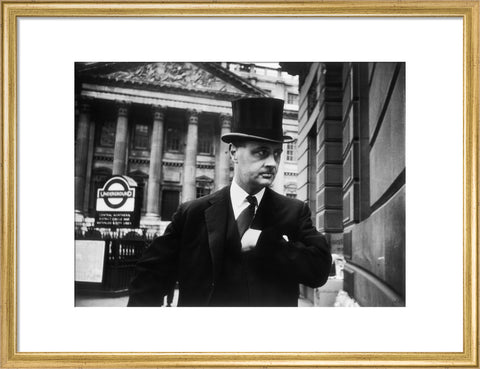 Gentleman in top hat and overcoat at Bank 1961