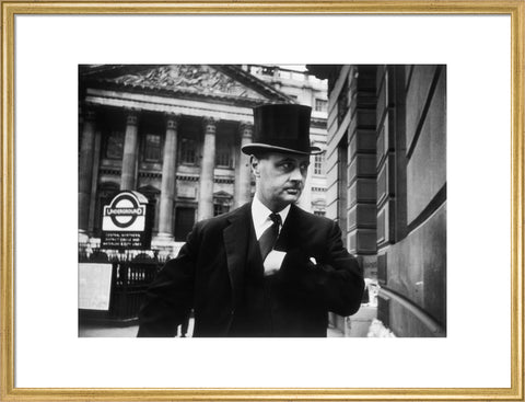 Gentleman in top hat and overcoat at Bank 1961