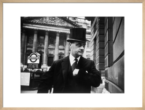 Gentleman in top hat and overcoat at Bank 1961