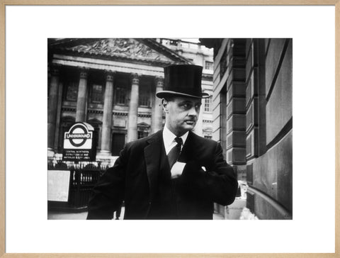 Gentleman in top hat and overcoat at Bank 1961