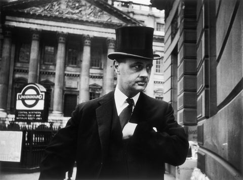 Gentleman in top hat and overcoat at Bank 1961