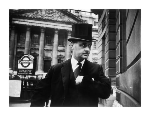 Gentleman in top hat and overcoat at Bank 1961