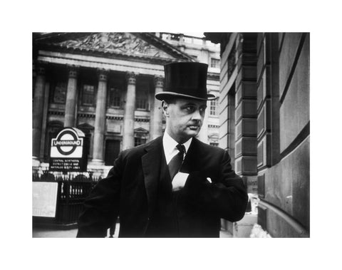 Gentleman in top hat and overcoat at Bank 1961