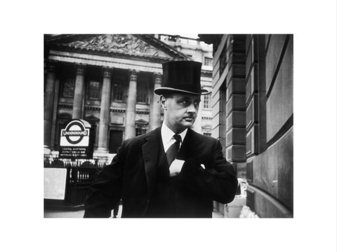 Gentleman in top hat and overcoat at Bank 1961