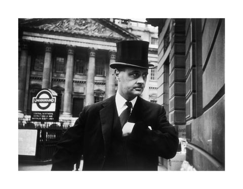 Gentleman in top hat and overcoat at Bank 1961