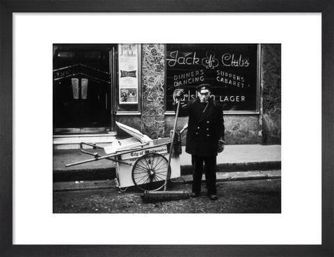 A street cleaner outside the Jack of Clubs nightclub 1961