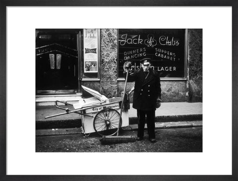 A street cleaner outside the Jack of Clubs nightclub 1961