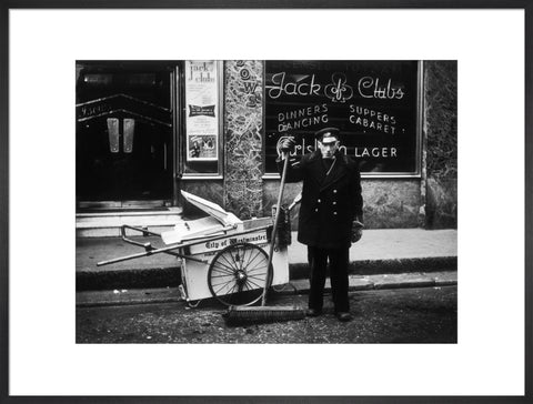 A street cleaner outside the Jack of Clubs nightclub 1961