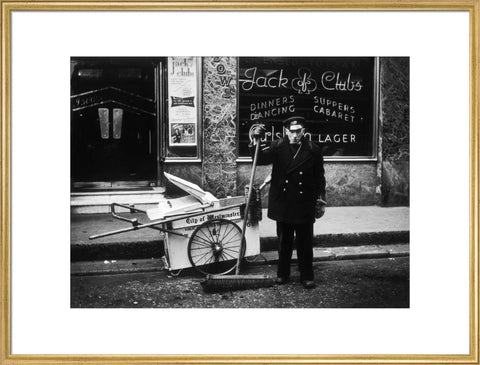 A street cleaner outside the Jack of Clubs nightclub 1961