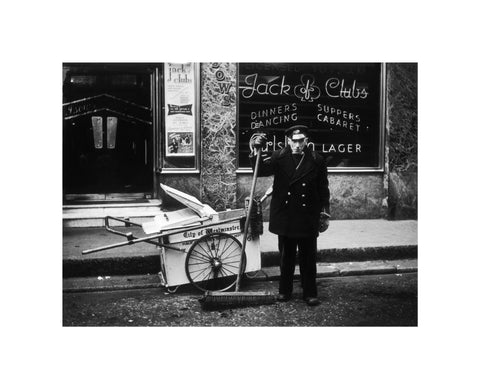A street cleaner outside the Jack of Clubs nightclub 1961