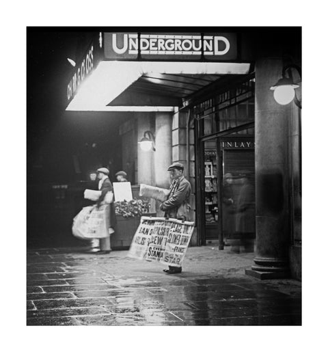 Charing Cross underground station at night c 1935