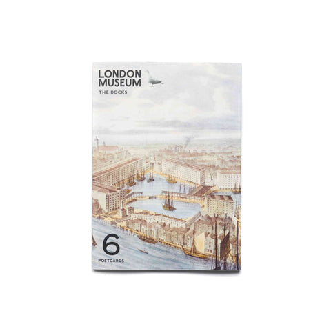Pack of London Museum postcards with a dock design on a white background