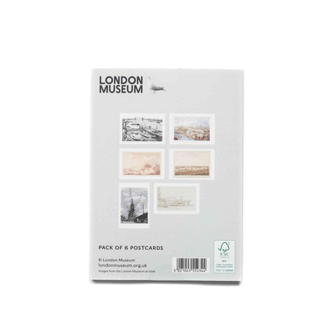 Pack of 6 postcards from London Museum on a white background