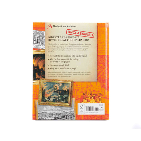 Book cover with historical illustrations and text about the Great Fire of London, featuring 'The National Archives' branding.