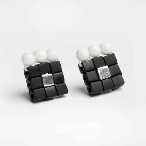 Eno Black with White Small Stud Earrings Jo Boateng