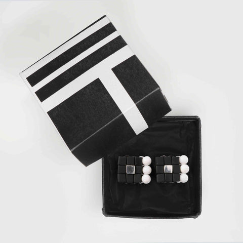 Eno Black with White Small Stud Earrings Jo Boateng