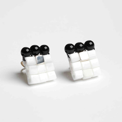 Eno White with Black Small Stud Earrings by Jo Boateng