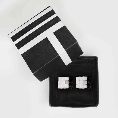 Eno White with Black Small Stud Earrings by Jo Boateng