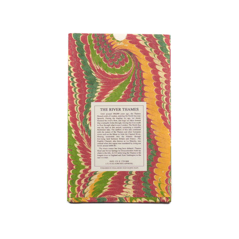 Back view of a slipcase with colourful swirling design on a white background