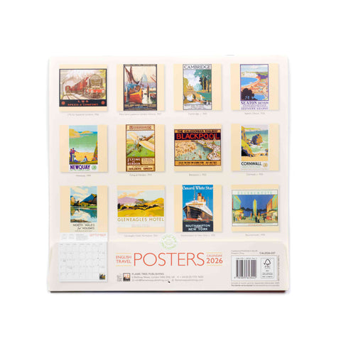 English Travel Posters Calendar 2026