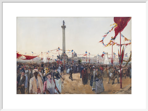 Watercolour depicting Queen Victoria's Golden Jubilee celebrations in Trafalgar Square 1887