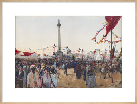 Watercolour depicting Queen Victoria's Golden Jubilee celebrations in Trafalgar Square 1887