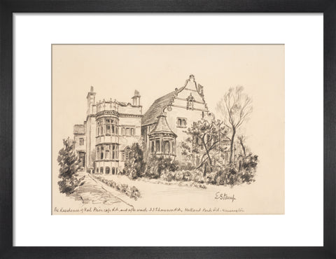Pencil drawing of what is now 10 Holland Park Road by Ernest Stamp.