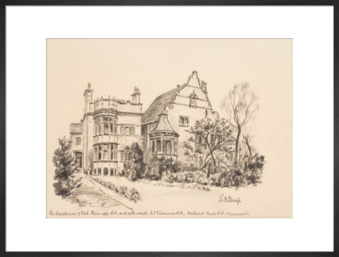 Pencil drawing of what is now 10 Holland Park Road by Ernest Stamp.