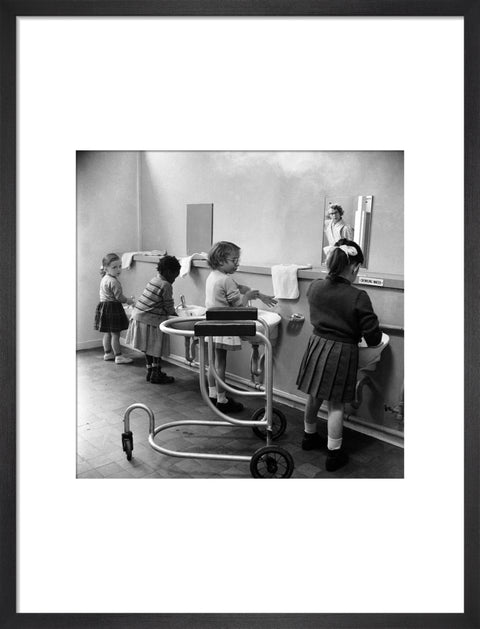 Children in the school toilets at the 'FDR School for Handicapped Children'