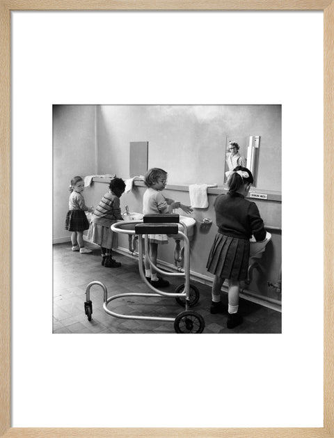 Children in the school toilets at the 'FDR School for Handicapped Children'