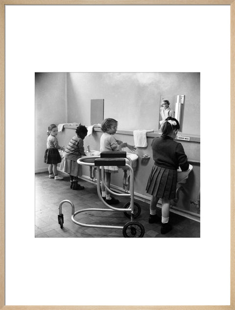 Children in the school toilets at the 'FDR School for Handicapped Children'