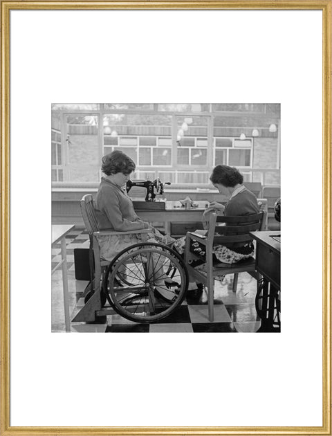 Two children at the 'FDR School for Handicapped Children', Hampstead, working in the handicraft room