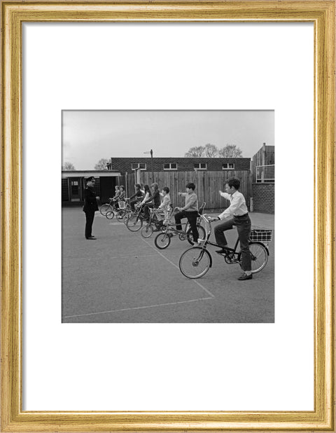 School children training for their National Cycling Proficiency test at St. Mary's School