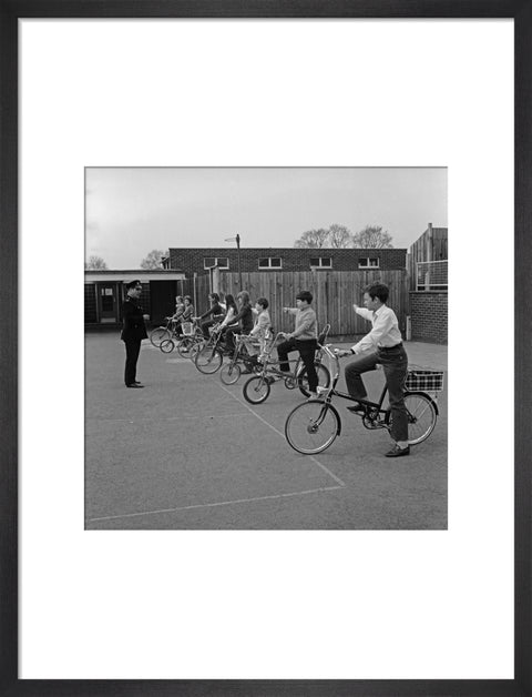 School children training for their National Cycling Proficiency test at St. Mary's School