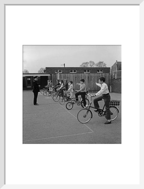 School children training for their National Cycling Proficiency test at St. Mary's School